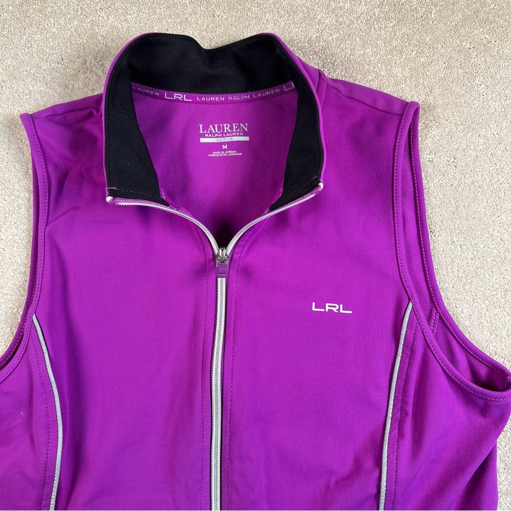 Lauren Ralph Lauren Tank Zip Up Sleeveless Active Wear Purple Mock Collar Medium